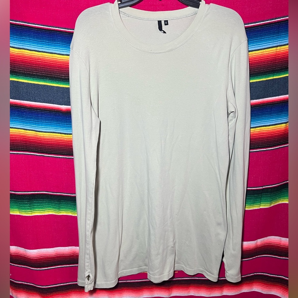 Jarbo Pima Cotton Long Sleeve Crew Shirt Tan Size 42 (14-16)
